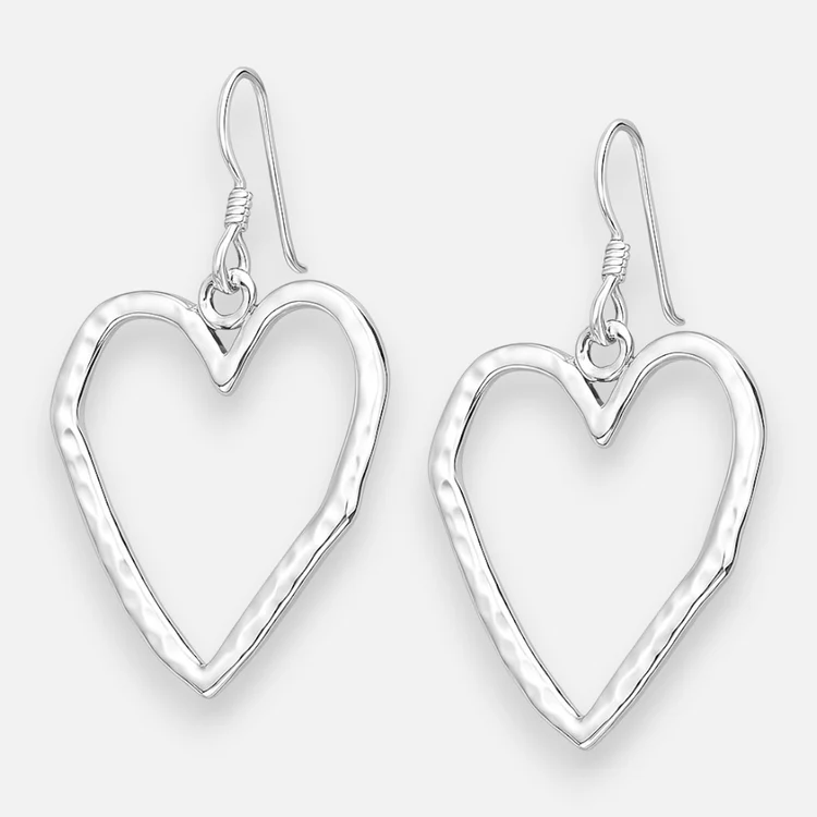 Aro Corazón Martillado Plata